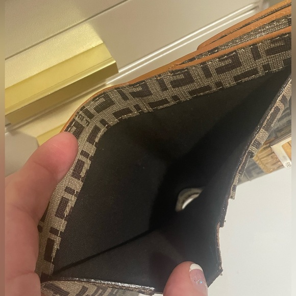 Fendi Zucchino Bifold Compact Wallet in gold metallic monogram; EUC - Picture 10 of 16